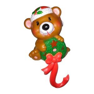 6" Vintage Christmas Teddy Bear Stocking Holder G. Future 1985 Plastic